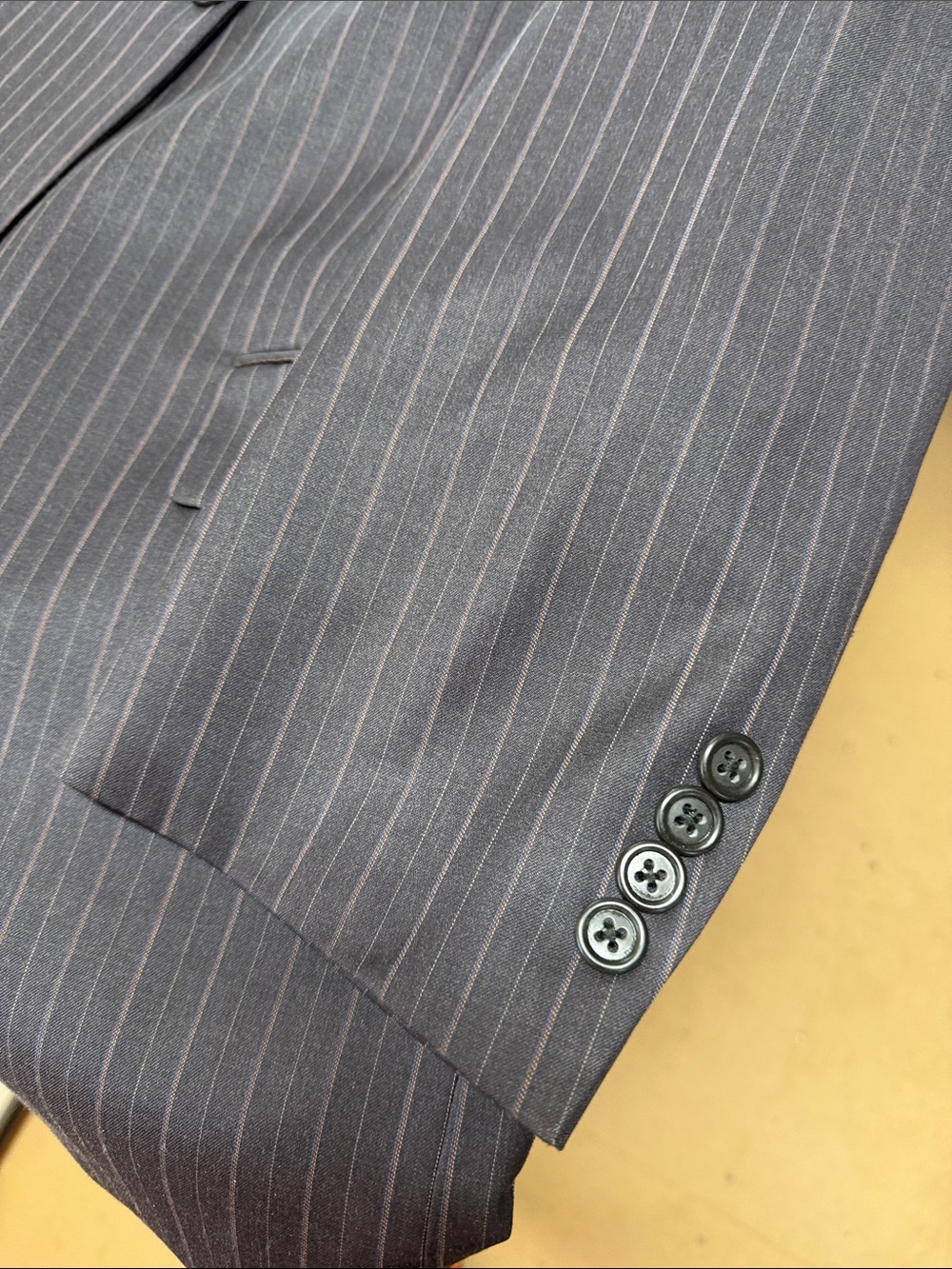 Hart Schaffner Marx Black& stripped Gray/purple suit(size 46x46x37) - Picture 6 of 14